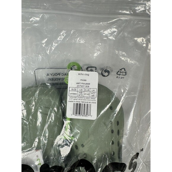 Size 8M/10W CROCS Echo Clog Moss Green Vert Mousse 207937-308 Slip On Shoes NEW - Picture 7 of 7